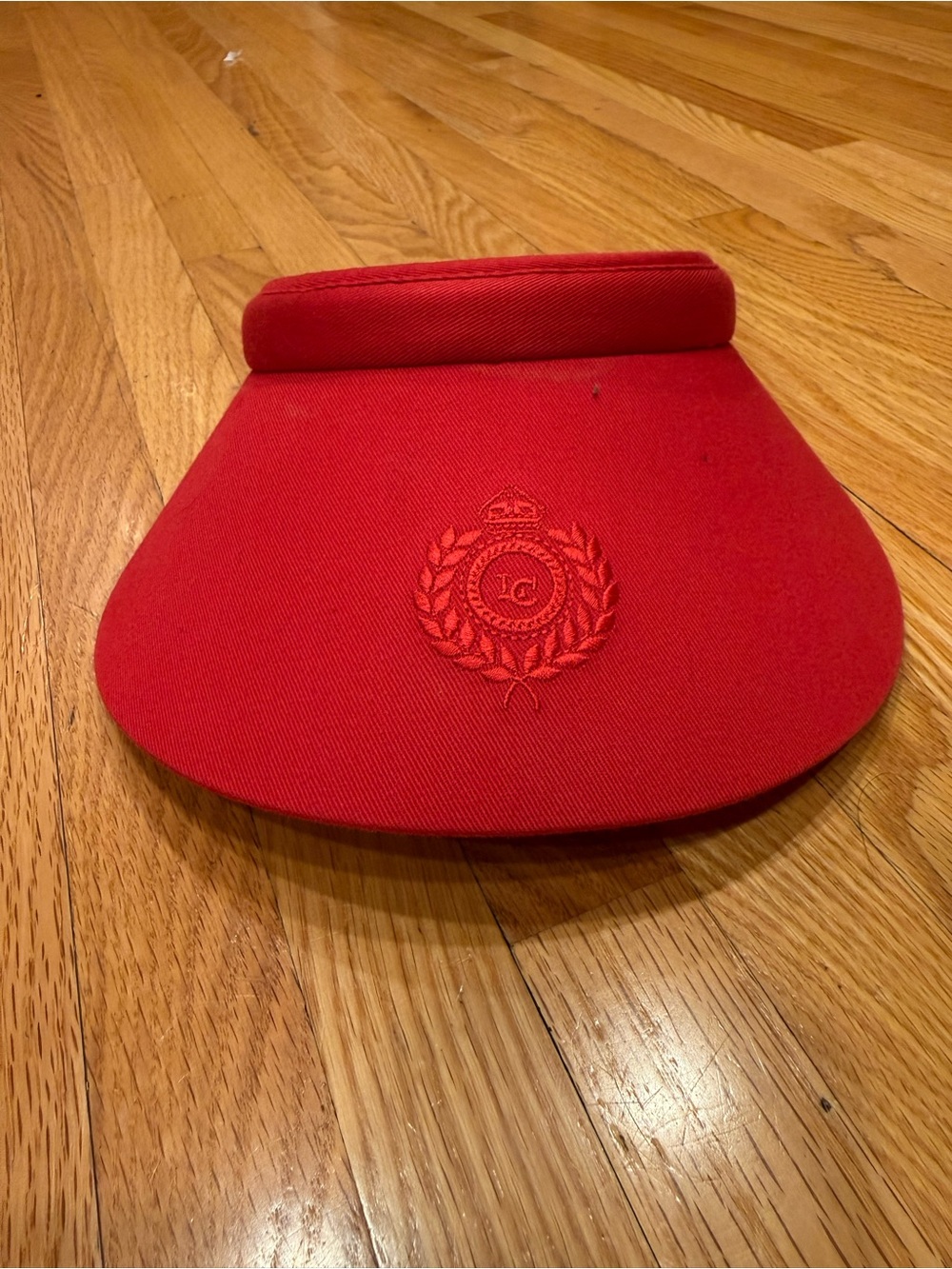 Liz Claiborne Red Embroidered Crest Sun Visor with Padded Band